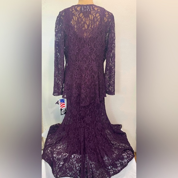 Ursula of Switzerland Raisin Color Lace Jacket and Long Dress - Picture 2 of 6